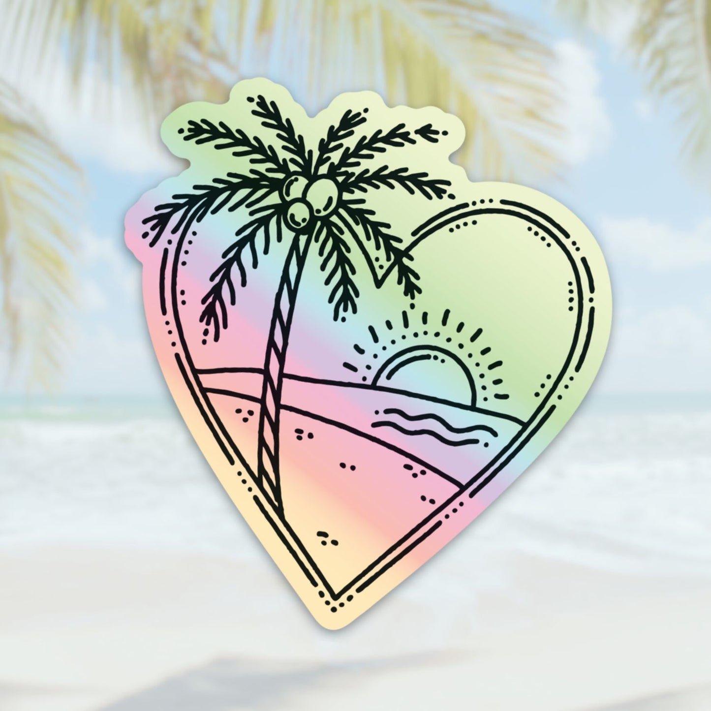 Holo "I Love the Beach" Sticker