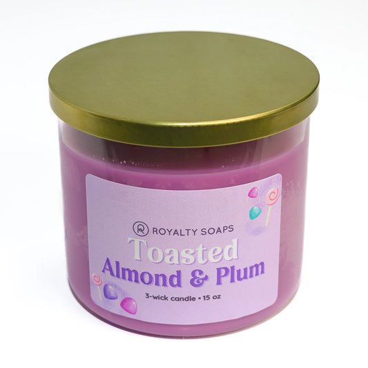 Toasted Almond and Plum 3-Wick Soy Candle